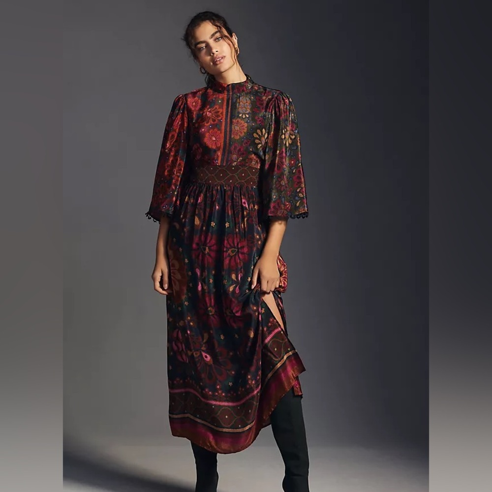 Anthropologie farm rio high neck maxi dress